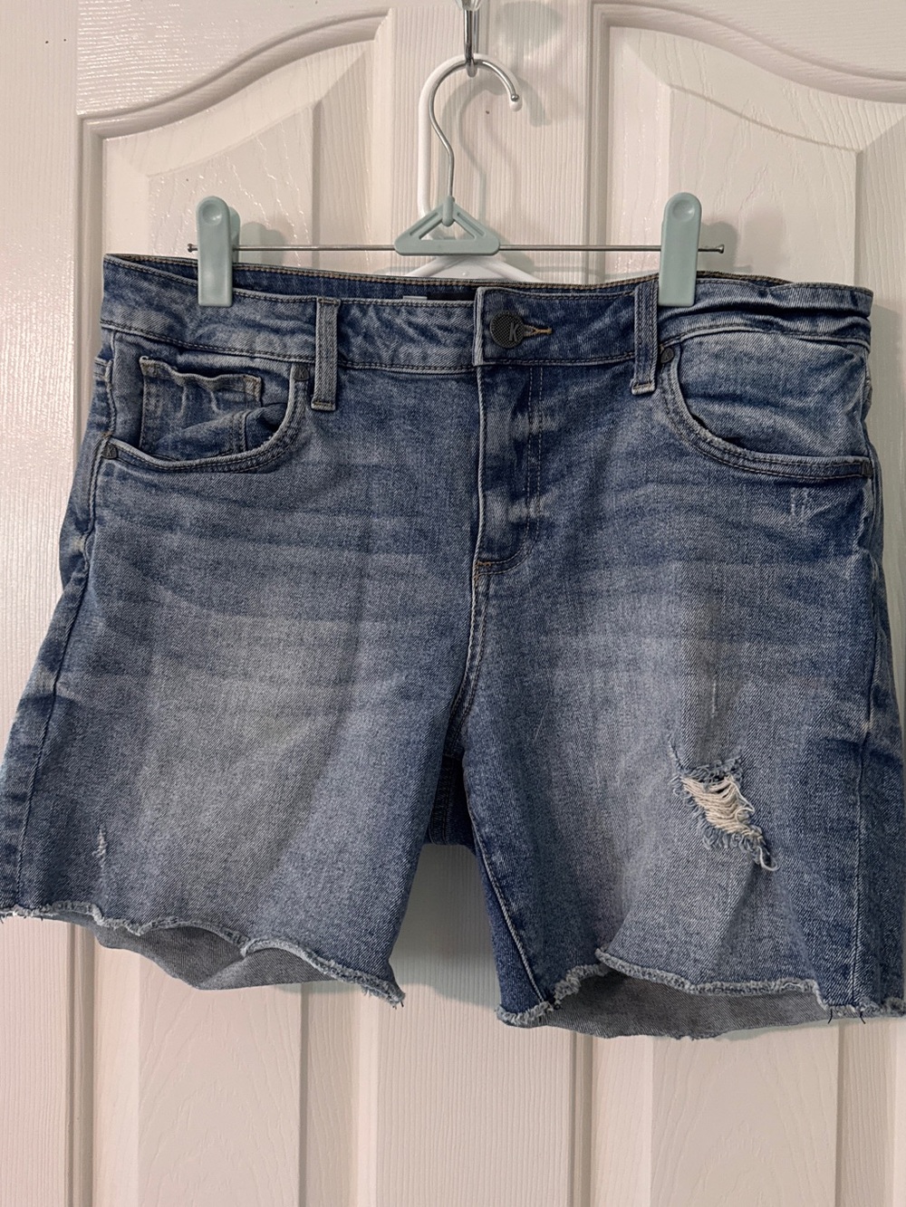 Kut from the Kloth Faded Blue Distressed Denim Shorts